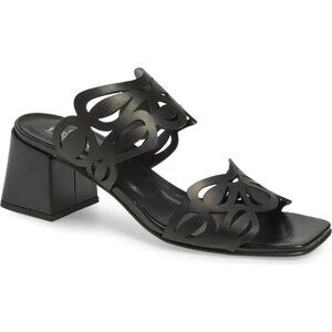 2 Twin Hearts Laser Cutout Slide Sandal